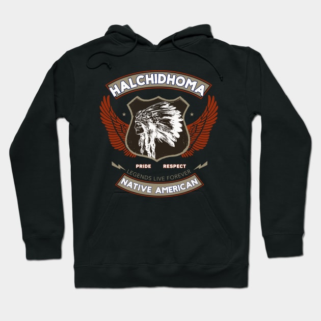 Halchidhoma  Tribe Native American Indian Pride Respect Retro Hoodie by The Dirty Gringo